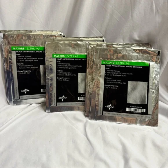 Maxorb Extra AG Plus Antimicrobial Silver Wound Dressing MedLine 3 Boxes 4X4 - Picture 8 of 12